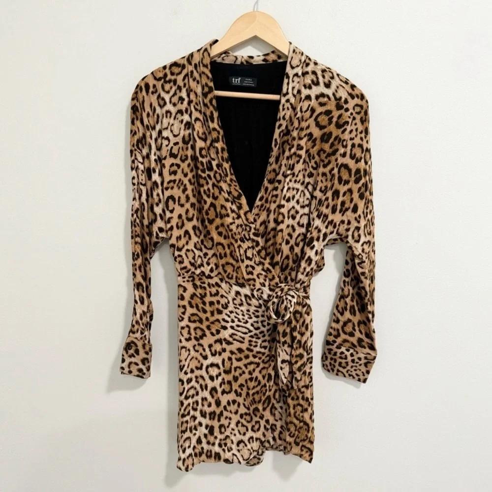 Zara Animal Print Wrap Romper - Picture 2 of 7